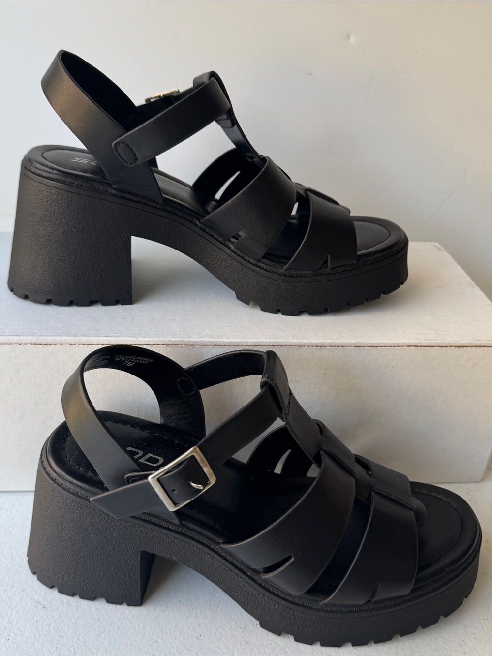 SODA Wilmer Chunky Platform 2-Band Ankle Strap Block Heel Women's Sandal Size 7M